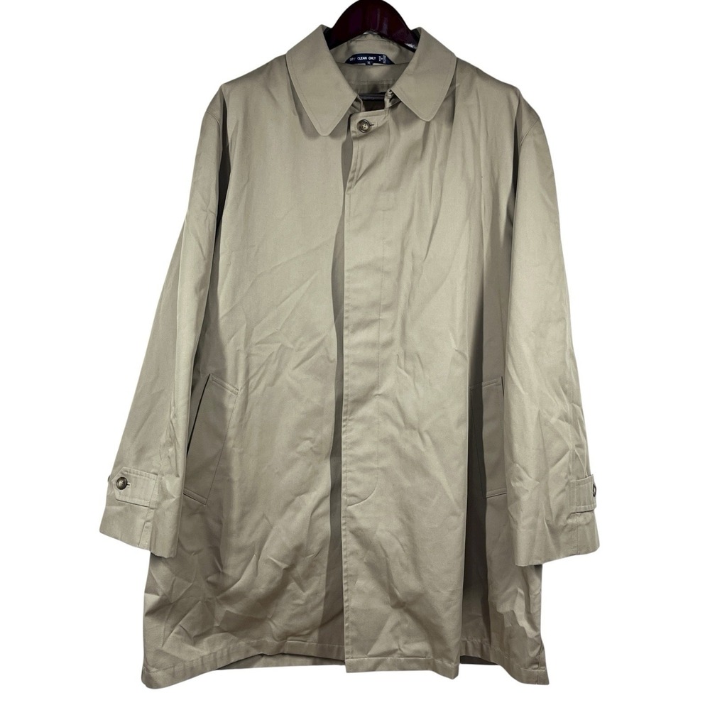 Vintage Chaps Ralph Lauren Car Coat Mens XL Beige Chin Strap Zip‎ Liner Classic